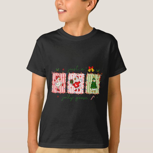 Just A Jolly Goose Christmas Lights Ne Bow Coquett T-Shirt (Front)