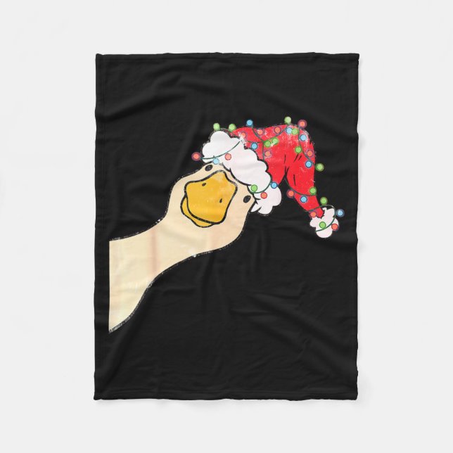 Just A Jolly Goose Funny Silly Goose Santa Christm Fleece Blanket (Front)