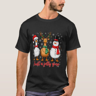 Just A Jolly Goose Merry Goosemas Christmas Santa T-Shirt