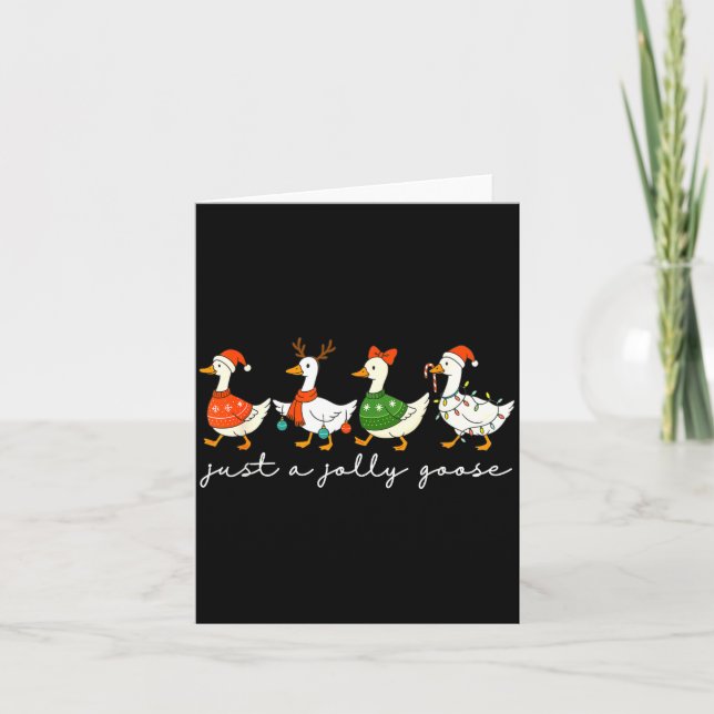 Just A Jolly Goose Santa Christmas Goose Farm Merr Card (Front)
