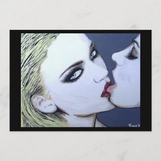 ‘Just a Kiss’ Painting on a Small-Scale Print Invitation