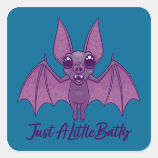 Just A Little Batty Cute Fluttering Bat Square Sticker