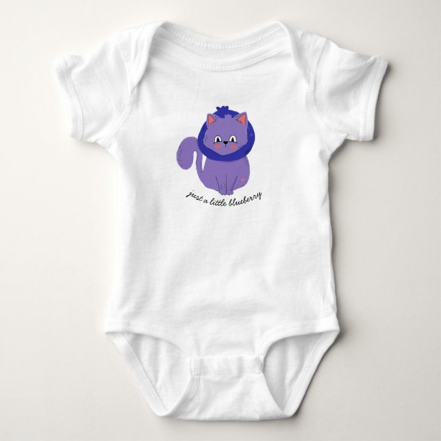 "just a little blueberry" Cat Blueberry One-Piece Baby Bodysuit (Front)