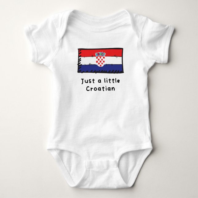 Just A Little Croatian Funny Cute Croatia Flag Baby Bodysuit (Front)