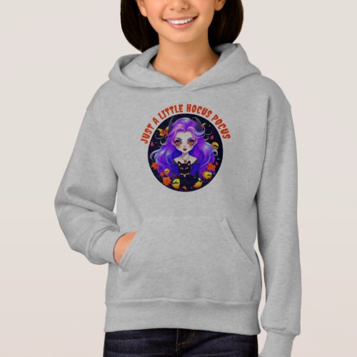 Just a Little Hocus Pocus Cute Witch and Black Cat Hoodie