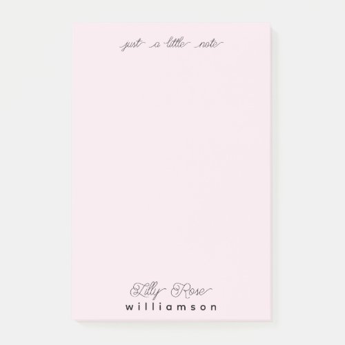 Just a Little Note Cute Blush Pink Modern Minimal 
