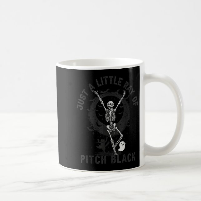 Just A Little Ray Of Tch Black Halloween Skeleton  Coffee Mug (Right)