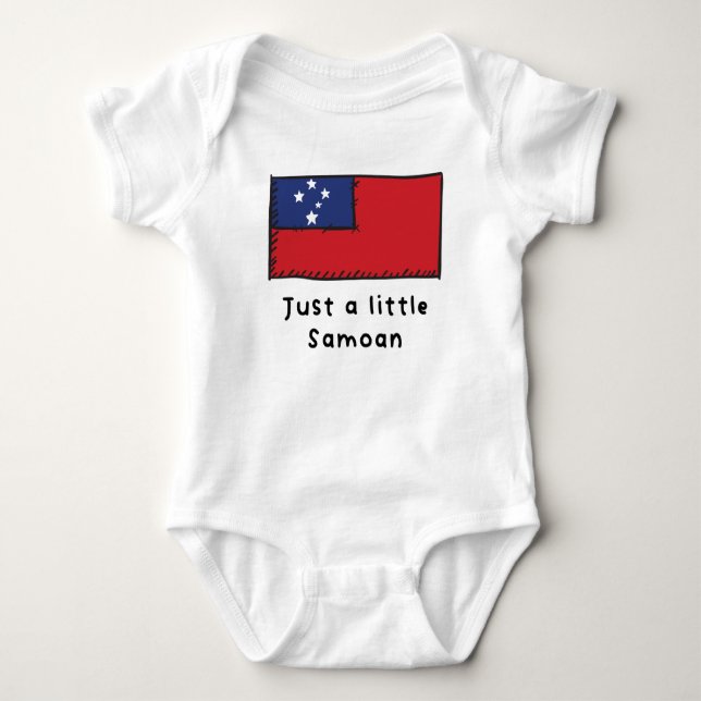 Just A Little Samoan Funny Cute Samoa Flag Baby Bodysuit (Front)
