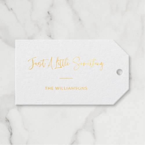Just a Little Something Minimalist Custom Gold Foil Gift Tags