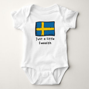 Just A Little Swedish Funny Cute Sweden Flag Baby Bodysuit
