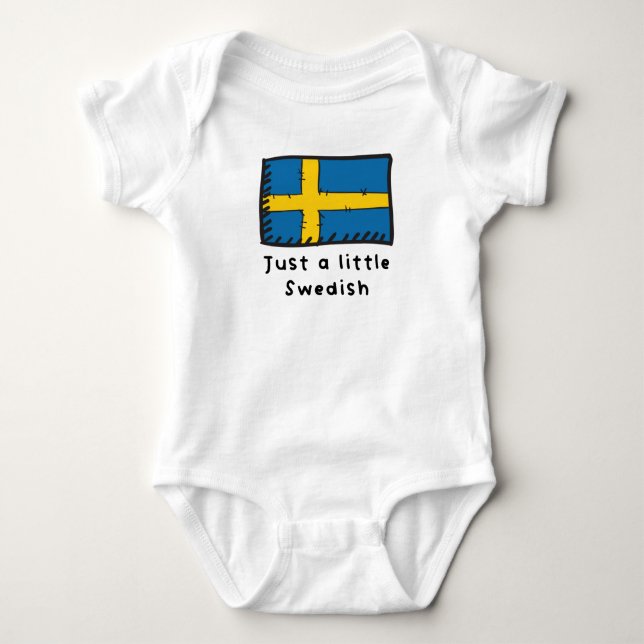 Just A Little Swedish Funny Cute Sweden Flag Baby Bodysuit (Front)