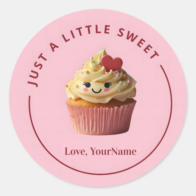 Just a Little Sweet Cupcake Valentine Sticker (Front)