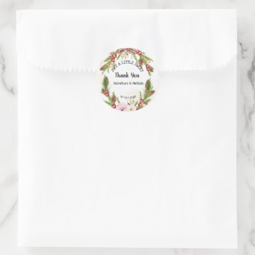 Just a little Sweet Treat Christmas Wedding Favor Classic Round Sticker