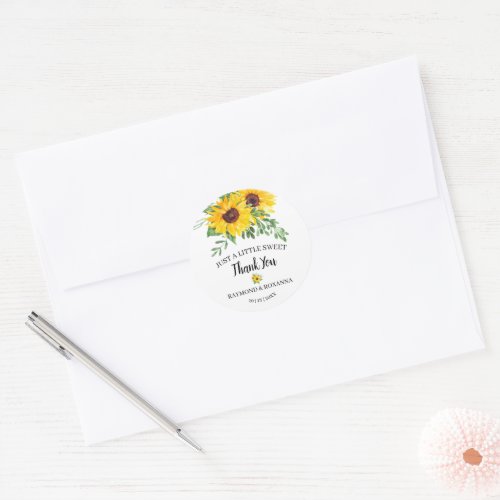 Just a little Sweet Treat Sunflowers Wedding Favor Classic Round Sticker