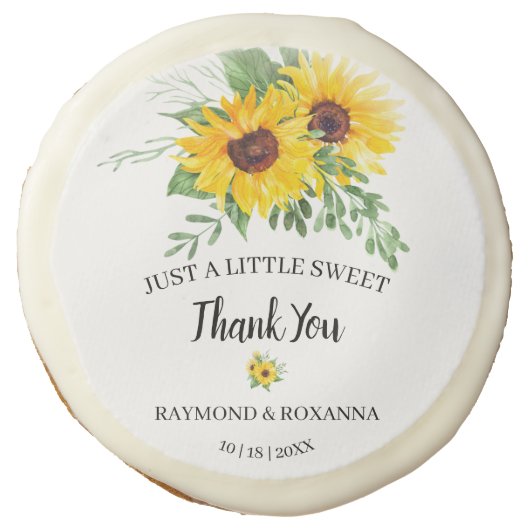 Just a little Sweet Treat Sunflowers Wedding Favor Sugar Cookie (Front)