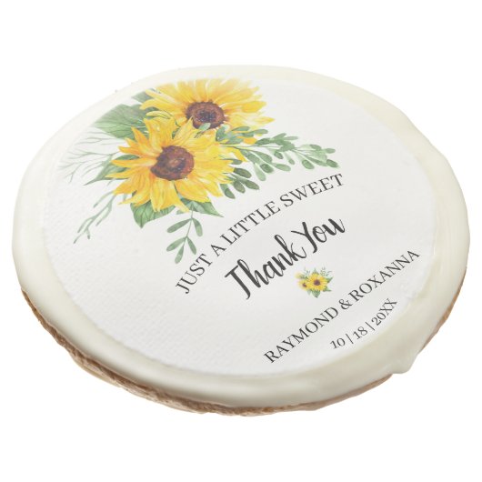 Just a little Sweet Treat Sunflowers Wedding Favor Sugar Cookie (Angled)