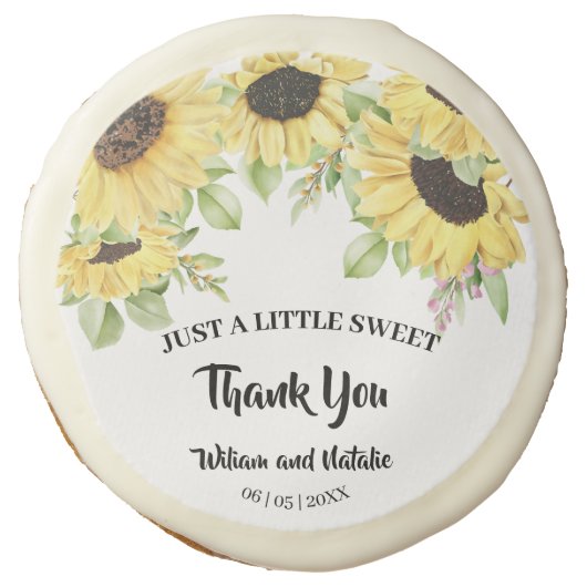Just a little Sweet Treat Sunflowers Wedding Favor Sugar Cookie (Front)