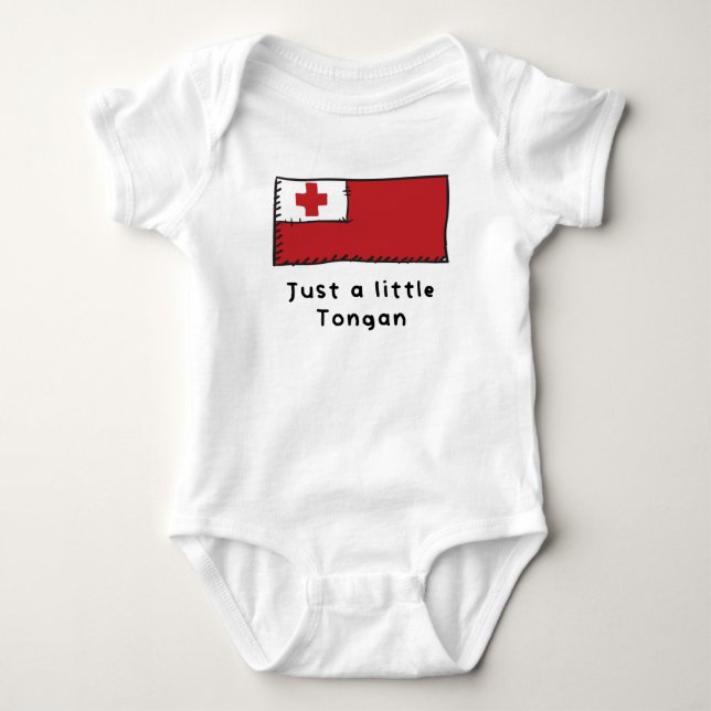 Just A Little Tongan Funny Cute Tonga Flag Baby Bodysuit (Front)