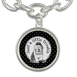 Just a Little Trouble Old English Sheepdog Gray 1 Bracelet