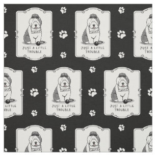 Just a Little Trouble Old English Sheepdog Gray 1 Fabric