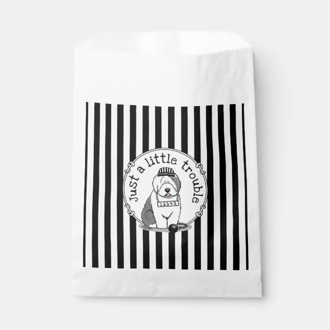 Just a Little Trouble Old English Sheepdog Gray 1 Favor Bag (Front)