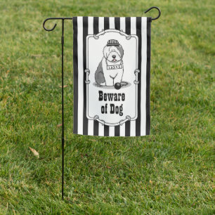 Just a Little Trouble Old English Sheepdog Gray 1 Garden Flag