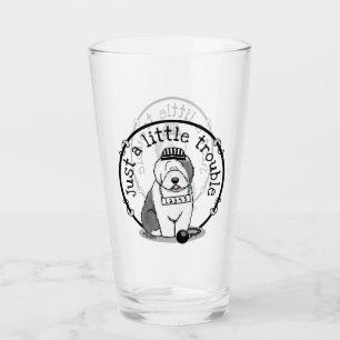 Just a Little Trouble Old English Sheepdog Gray 1 Glass