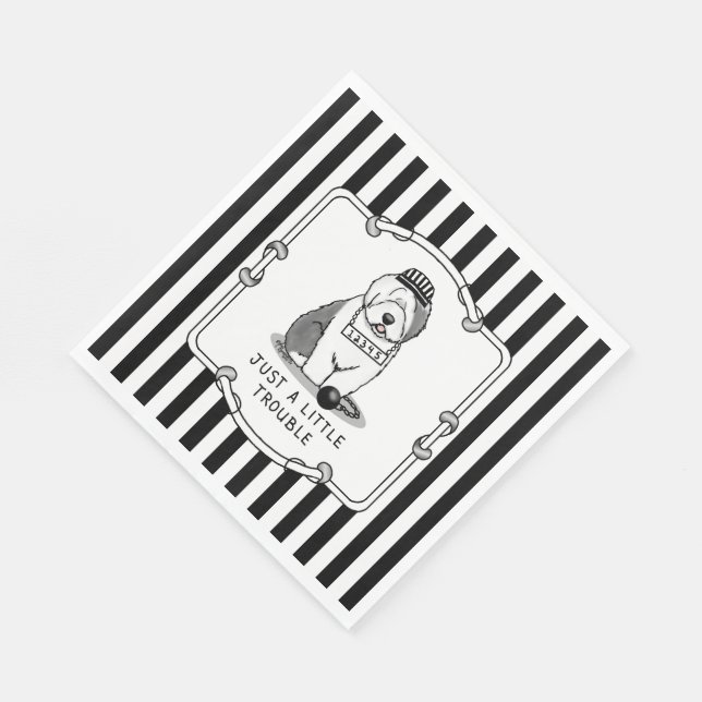 Just a Little Trouble Old English Sheepdog Gray 1 Napkins (Corner)