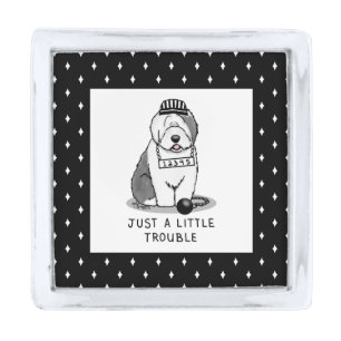 Just a Little Trouble Old English Sheepdog Gray 1 Silver Finish Lapel Pin