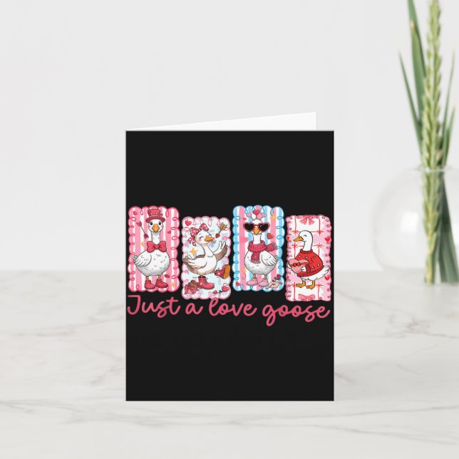 Just A Love Goose Cute Valentine Geese Coquette Wo Card (Front)