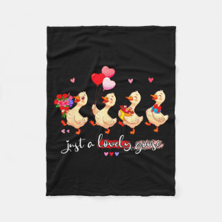 Just A Lovely Goose Cute Silly Animal Squad Valent Fleece Blanket
