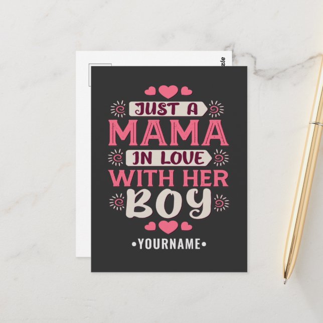 Just a Mama in Love with Her Boy Postcard (Front/Back In Situ)