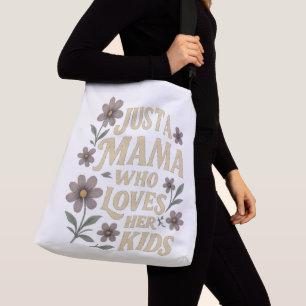 Just A Mama Who Loves Her Kids Retro Floral Crossbody Bag