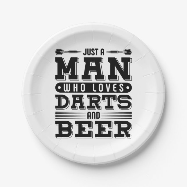 Just A Man Who Loves Darts And Beer Paper Plates (Front)