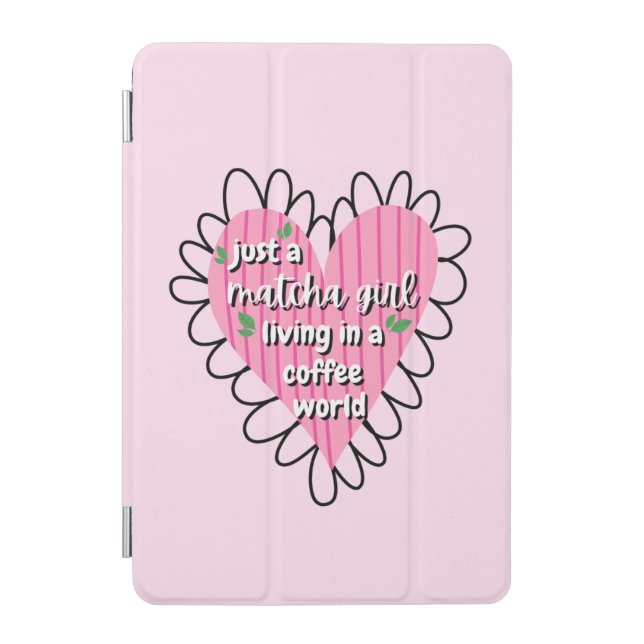 Just a Matcha Girl Heart Aesthetic – Pink Cute  iPad Mini Cover (Front)