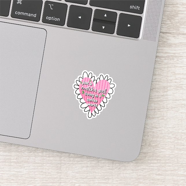 Just a Matcha Girl Heart Aesthetic – Pink Cute  Sticker (Detail)