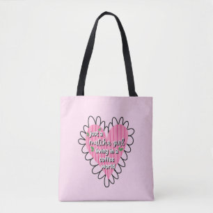 Just a Matcha Girl Heart Aesthetic – Pink Cute Tote Bag