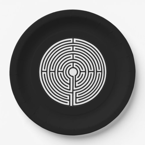 Just a Maze on Black Paper Plates