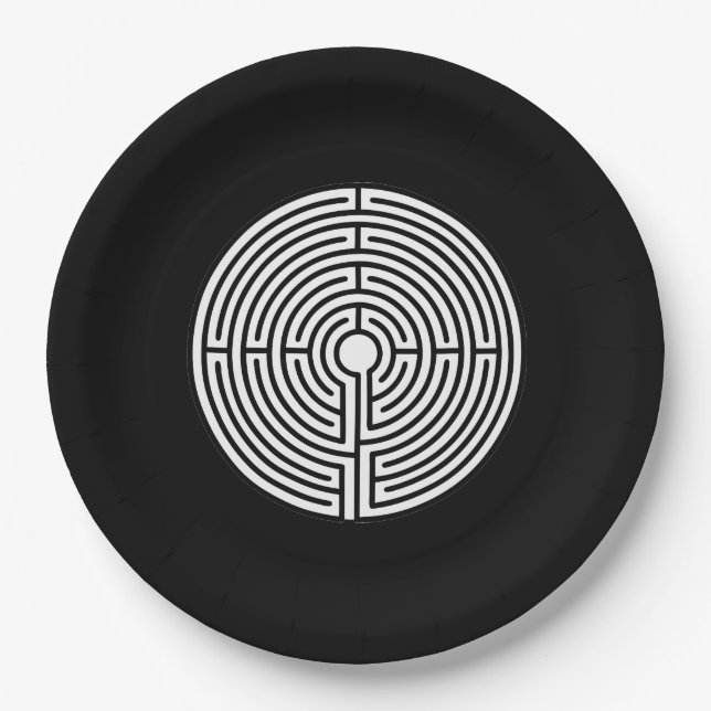 Just a Maze on Black Paper Plates (Front)