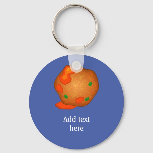 Just a Meatball - single bite in sauce - add text Keychain (Front)