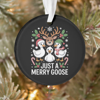 Just A Merry Goose Christmas Reindeer Candy Cane Ornament