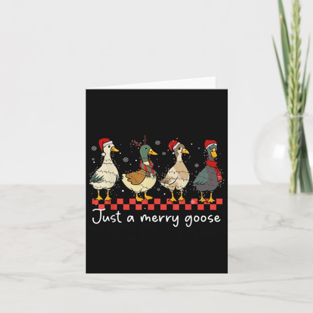 Just A Merry Goose Christmas Xmas Lights Pajamas H Card (Front)