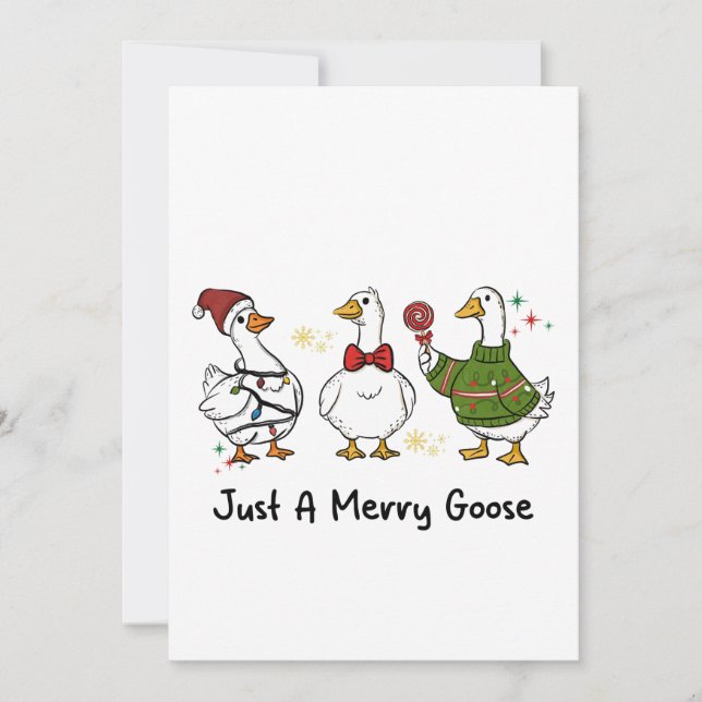 Just A Merry Goose Festive Holiday Design Invitation (Front)