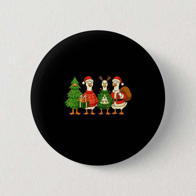 Just A Merry Goose Funny Christmas Holiday Party  Button (Front)