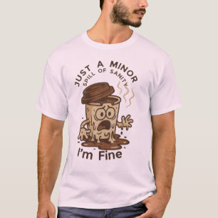 Just a Minor Spill of Sanity – I'm Fine Coffee Cup T-Shirt