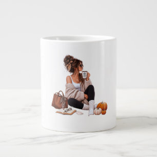Just a Mom Cozy Fall Autumn Motherhood Giant Coffee Mug