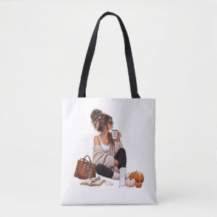Just a Mom Cozy Fall Autumn Motherhood Tote Bag