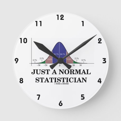 Just A Normal Statistician Bell Curve Humor Round Clock