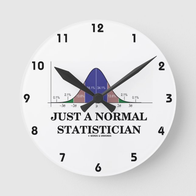 Just A Normal Statistician Bell Curve Humor Round Clock (Front)
