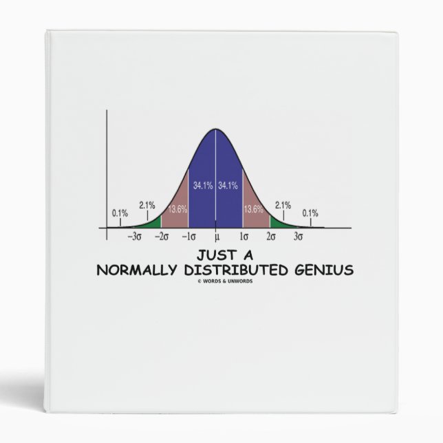Just A Normally Distributed Genius (Stats Humor) 3 Ring Binder (Front)
